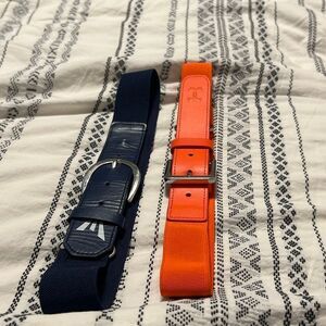 Girls Softball Belt Bundle – Under Armour Orange Elastic Belt & Navy Blue Stretc
